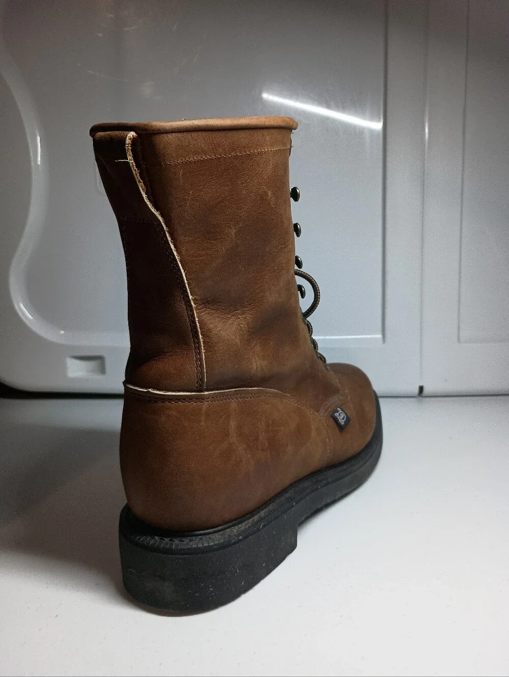 Justin Boots Original Work Boot Style 0760 Brown Men's Soft Toe Size 9 1/2 D USA